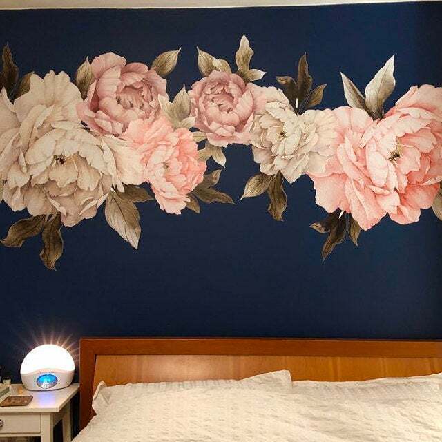 Peony Wall Decal - Large Self Adhesive Wallpaper - Floral Wallpaper Mural