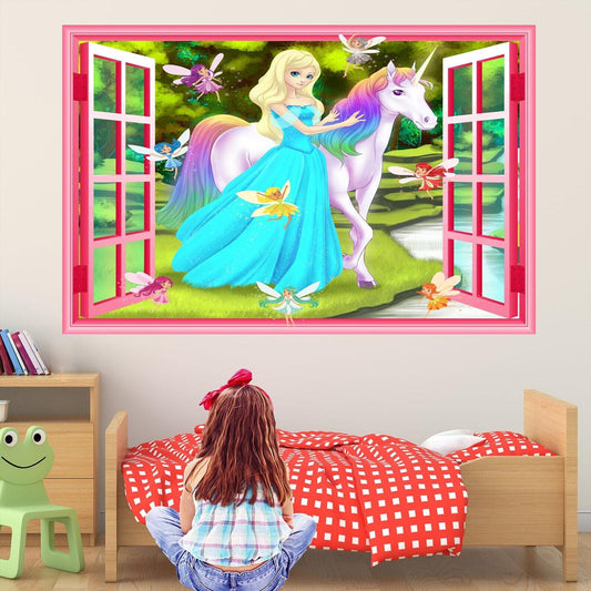 Unicorn Princess Fairies Wall Decal Sticker Mural Poster Print Art Kids Girls