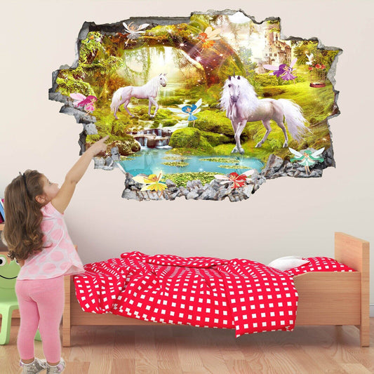 Unicorn Enchanted Forest Wall Art for Girls' Bedroom