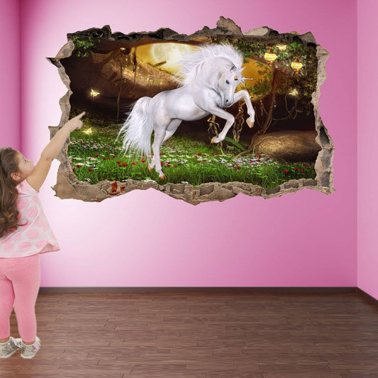 Unicorn Enchanted Forest Wall Sticker Mural for Girls