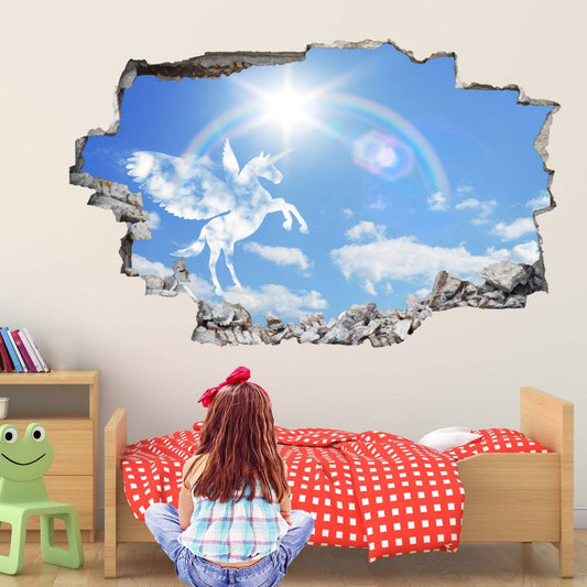 Unicorn Sky Clouds Wall Sticker Mural Decal Print Art Kids Girls Bedroom Decor
