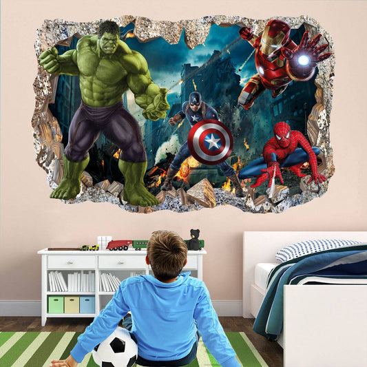 Superhero Wall Prints: Spiderman, Iron Man, Hulk