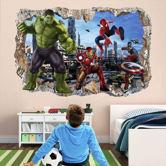 Superhero Wall Murals: Spiderman, Iron Man, Hulk