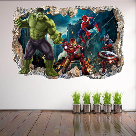 Superhero Wall Decal Sticker Mural Poster Print Art Spiderman Iron Man Hulk