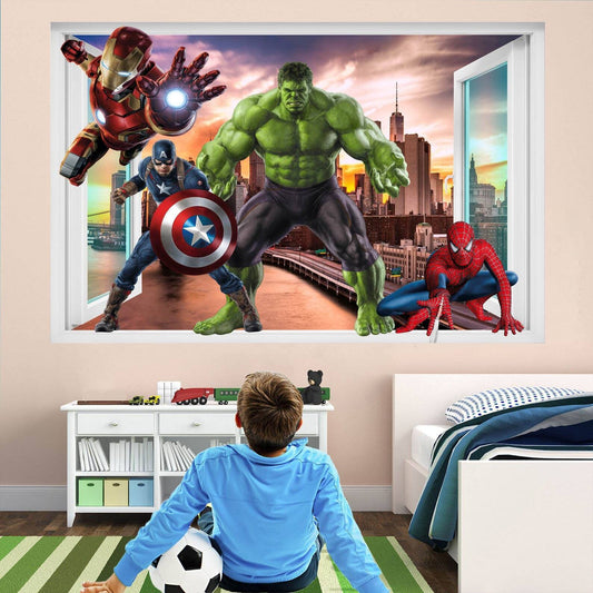 Superhero Wall Decals: Spiderman, Iron Man, Hulk, Cap