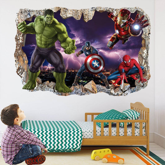 Superhero Wall Art Prints: Spiderman, Iron Man, Hulk, Captain America, Avengers