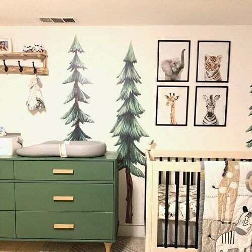 Woodland Forest Trees Set of 3 Wall Stickers Nursery Decoration Bedroom