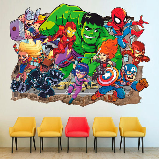 SuperHero Wall Decal, Kids Superheroes Wall Sticker, Comics Removable Sticker 2