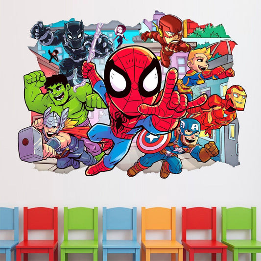 SuperHero Wall Decal, Kids Superheroes Wall Sticker, Comics Removable Sticker