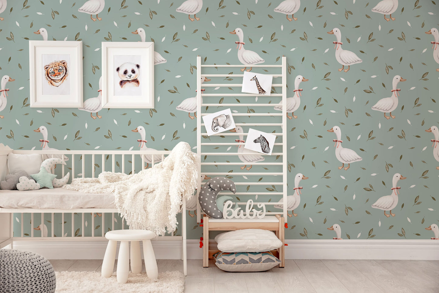 Goose Wallpaper | Geese Wall Decor | Animal Peel and Stick Wallpaper | Cute Goose Decor | Animal Wall Art